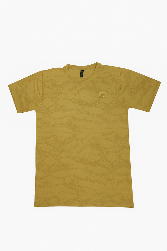 Mustard Yellow Elastic Net T-Shirt – Imported China Fabric | Half Sleeves